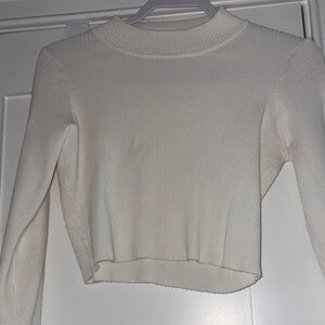 Cream Ribbed Knit Sweater